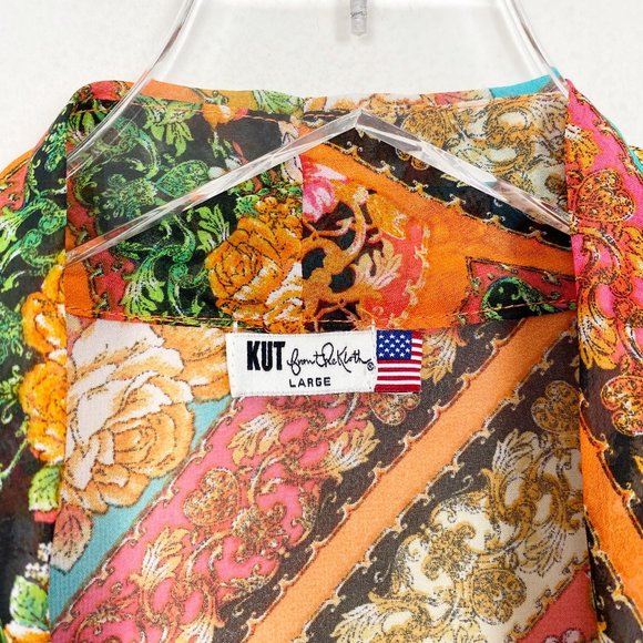 Kut From The Kloth Floral Patchwork Draped Tank L - Picture 4 of 7